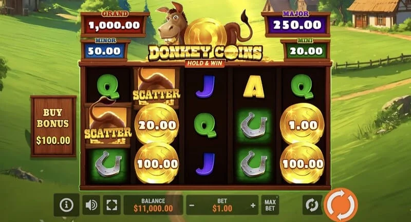 Donkey Coins Hold & Win - huvudskärm med hjul